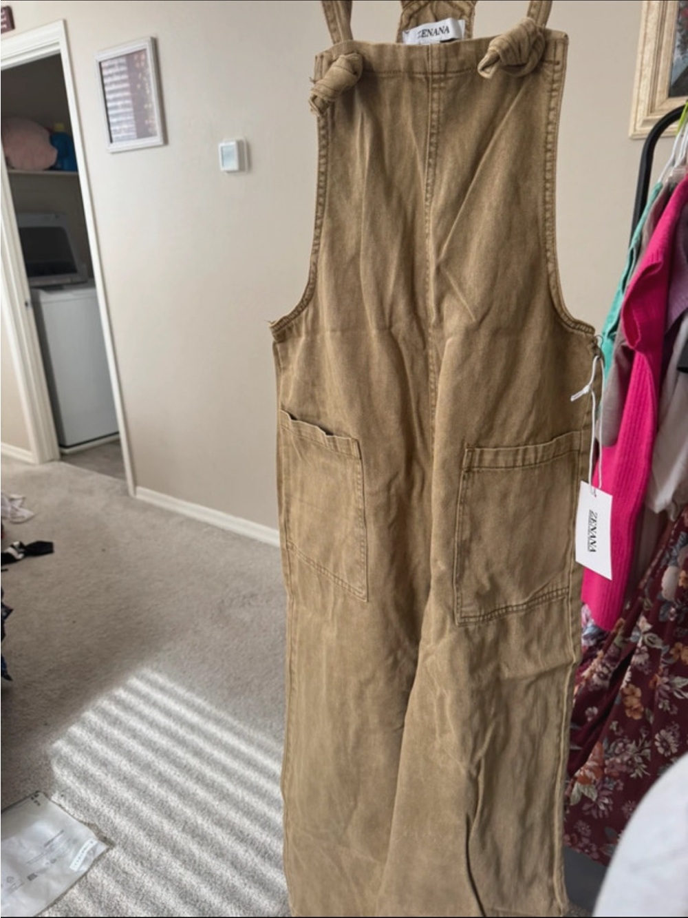 Women's Tan camel color Overalls Zenana L